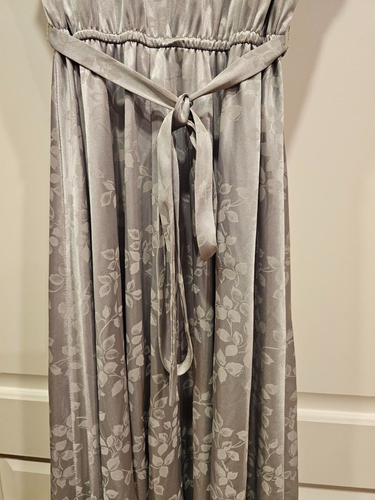 Beautiful Vintage Hillary Hills Floral Dress Lot Size 13-14 Gray with Bow Tie - Picture 4 of 8