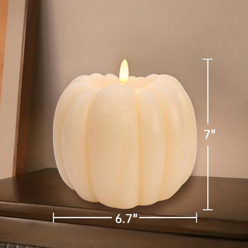 Fall Decorations for Home - Flickering Flameless Wax Pumpkin LED Candle with Tim - Bild 5 von 12
