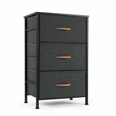 Romoon Nightstand Chest With 3 Fabric Drawers Bedside Furniture