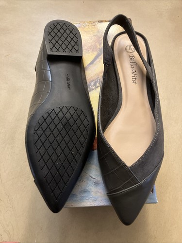 NUEVO Zapatos Planos Puntera Punta Cordones Gris Vegano Ancho 9WW Bella Vita Milla - Imagen 3 de 5