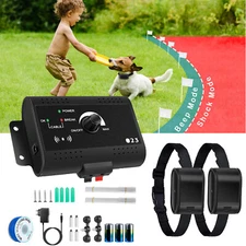 Electric Dog Pet Fence System Shock Collars/Receiver In-Ground for 2-3 Dogs Safe