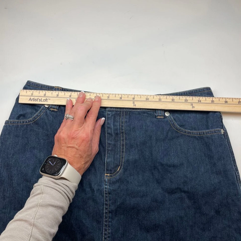 Saia jeans LAND'S END comprimento do joelho azul tamanho 10 - Imagem 3 de 4