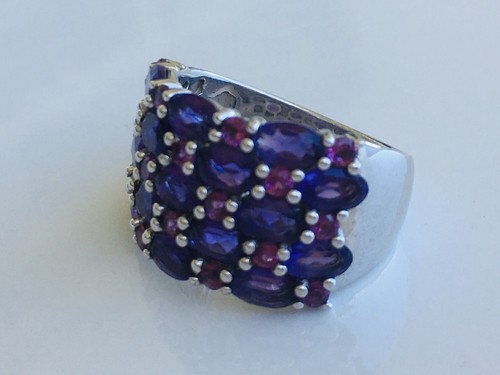 KH Designs African Amethyst Rhodolite Garnet Sterling Silver Ring Size 7.5 - Picture 3 of 4