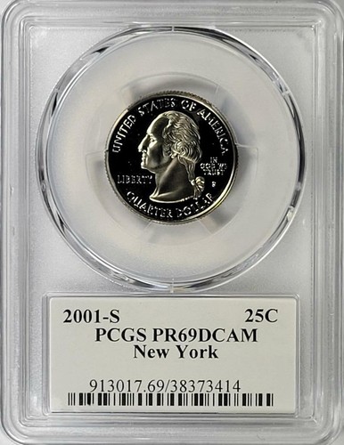 2001 - S Clad Washington Quarter - New York - PCGS PR69DCAM - Flag Series - Picture 2 of 2
