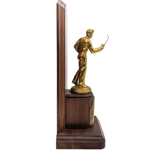 Trofeo de pesca deportiva de colección de la década de 1940 deportista precisión peces fundición espelta madera premio - Imagen 2 de 6