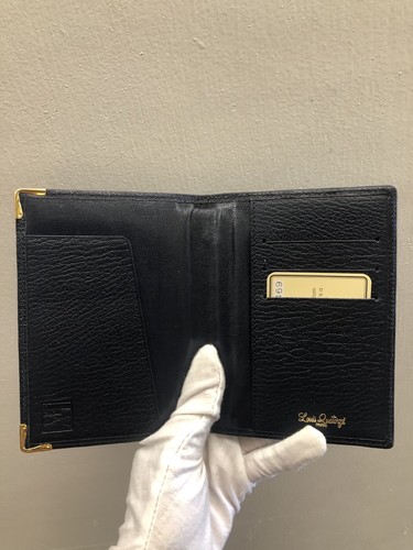 Cartera Louis Quatorze de cuero negro con soporte para pasaporte de identificación de tarjeta de crédito rara - Imagen 3 de 6