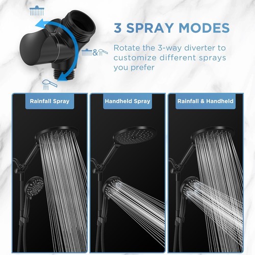 Dual Handheld Shower Head Combo, 2-in-1 Rain Shower Heads System - Picture 5 of 7