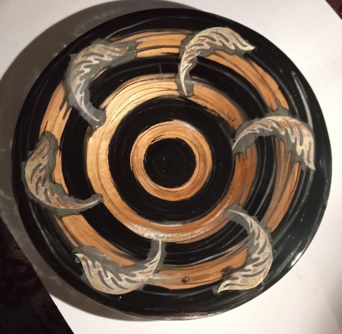 Vintage Kaleidoscopio Art Glass Centerpiece Bowl Italy Fused with Copper 15" - Picture 5 of 22