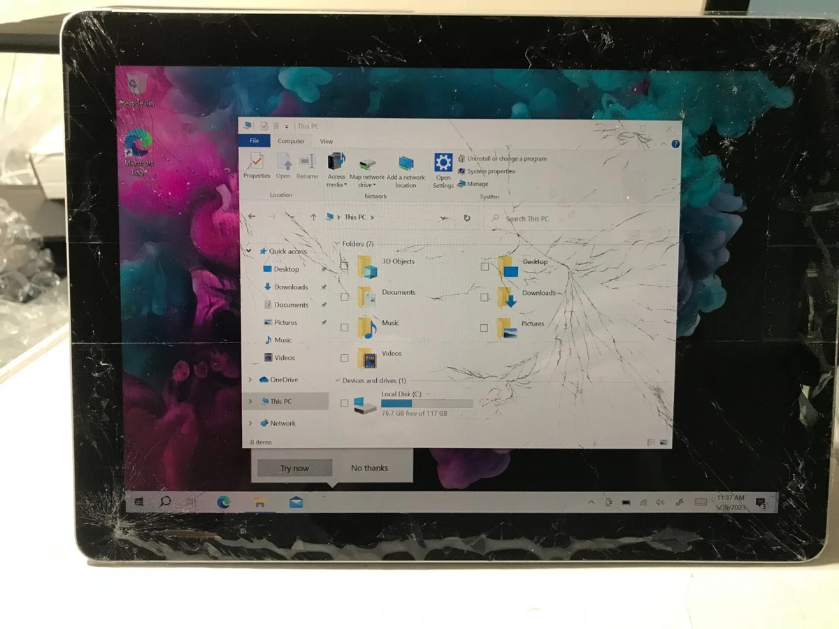 Microsoft Surface Go 1ST GEN 8GB 128GB, Wi-Fi, 10in - Silver Crack