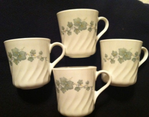 MUG CORNING WARE CORELLE CALLAWAY IVY SET OF 4 MUGS CUPS and SAUCERS - Picture 4 of 7