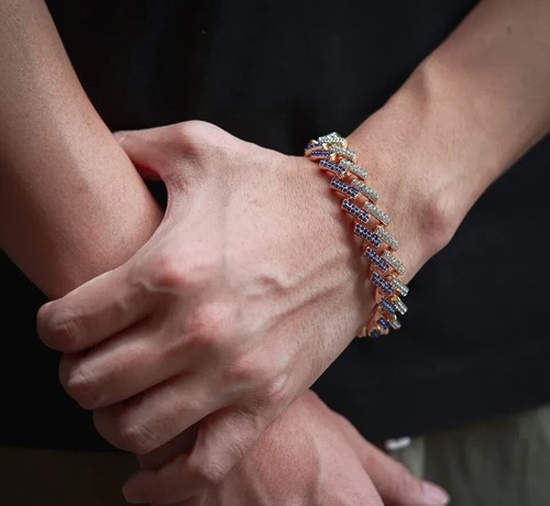 Iced Out Herren Armband zweifarbig | Cuban Link - Bild 3 von 5