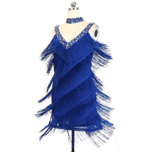 New Women Flapper Dress Ladies Party Dance Performance Fringe Sequined Dress - Picture 10 of 33