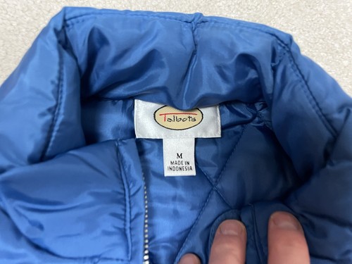Talbots Vest Womens Medium Blue Puffer Light Coat Full Zip Jacket Pockets Nylon - Picture 8 of 13