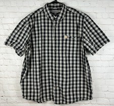 CARHARTT Short Sleeve Plaid Relaxed Fit Button Down Shirt Men  s Size XXL 2XL