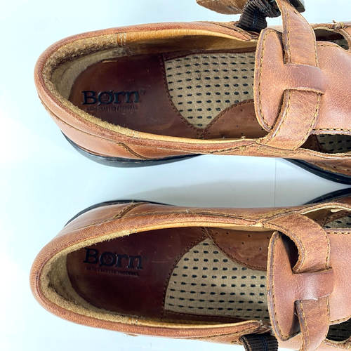 Born Leather Comfort Shoes 9.5 Loafers Mary Jane T-Strap W6431 Tan Brown 41 Flat - Picture 7 of 9