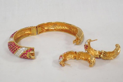 Camrose & Kross JBK Jacquelin Kennedy rot & weiß Kristall Armband & Ohrring Set - Bild 4 von 8