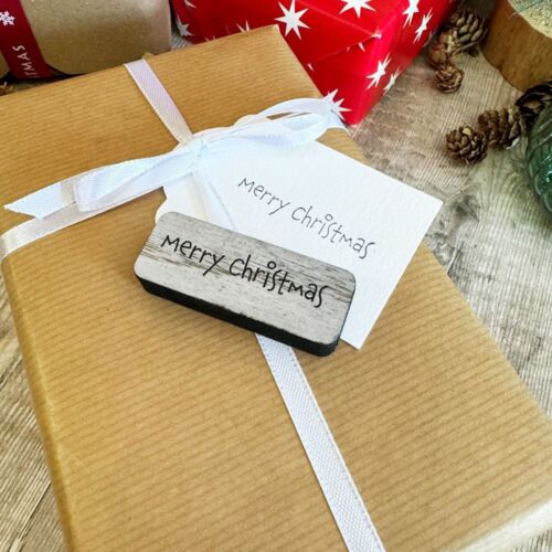 Merry Christmas Wooden Rubber Stamp | Christmas Crafts Gift Tags Scrapbooking - Picture 4 of 11