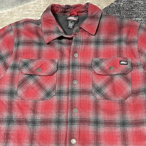Dickies schwere Hemdjacke Herren XL rot kariert Flanell Sherpa Druckknopf NEU - Bild 2 von 15