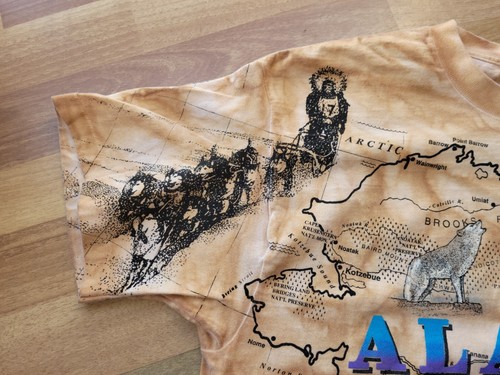 Alaska Vintange Map All Over Print Double Sided T-Shirt Size Large Made In USA - Picture 5 of 10