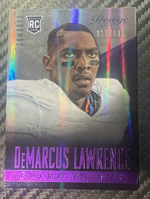 2014 Prestige DeMarcus Lawrence Purple Extra Points Rookie RC /100 Cowboys