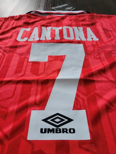 Eric Cantona Manchester United New Men's Retro Umbro Red Soccer Jersey - Size XL - Picture 9 of 9