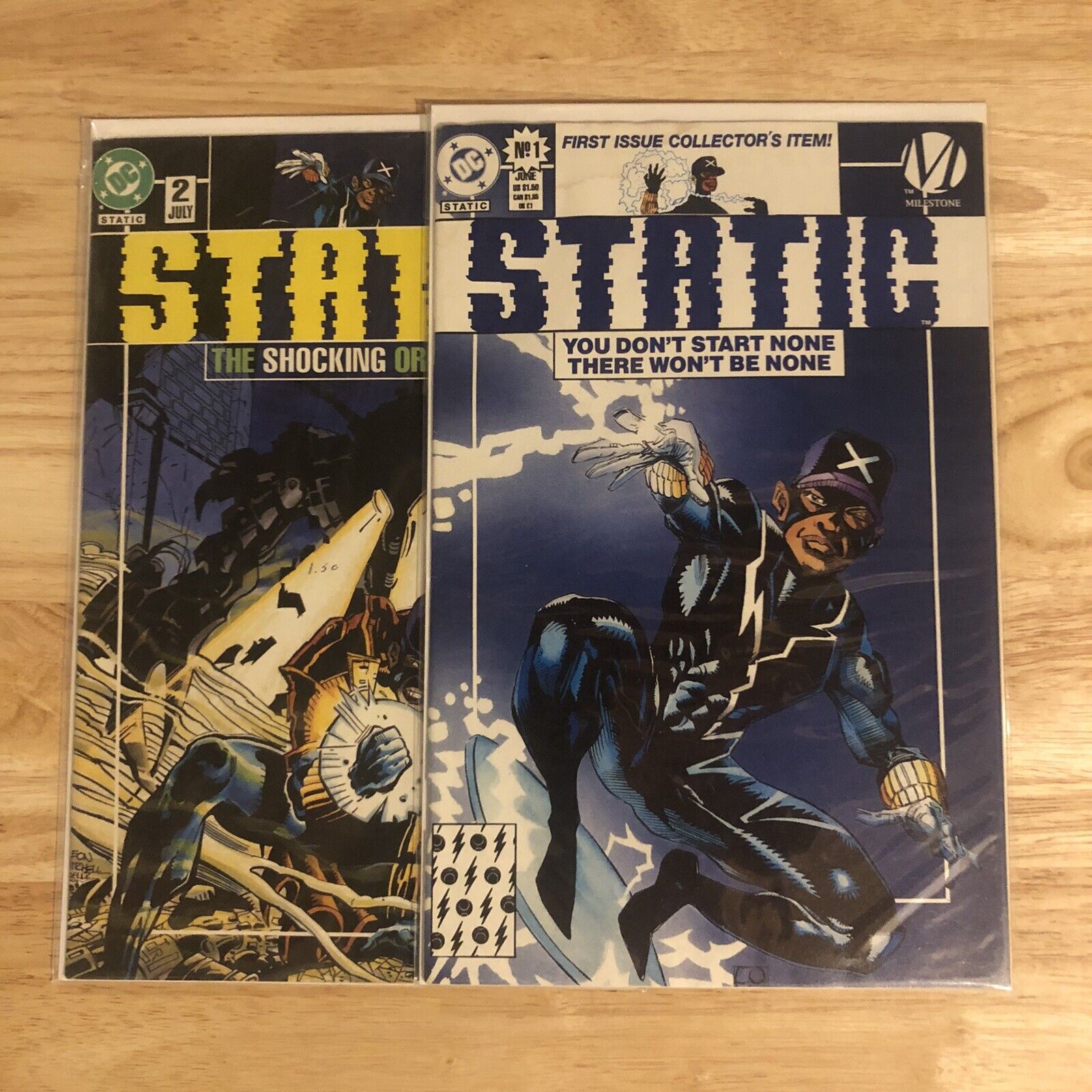 Static #1  & 2 DC/Milestone Cowan Variant 1st App of Static Shock (1993) See Pic