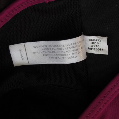 LIVI Active Lane Bryant Dark Magenta Lace Up Plunge Ruffle One Piece Swimsuit 14 - Picture 4 of 4