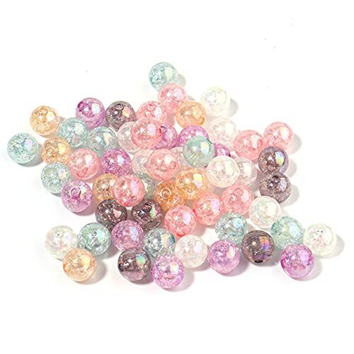 200PCS Colored Acrylic Crystal Beads Round Crackle Glass Beads Charms for 8mm - Picture 2 of 6