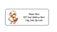 30 Happy Yellow Duck PERSONALIZED RETURN ADDRESS LABELS 1 in X 2 5/8 GLOSSY