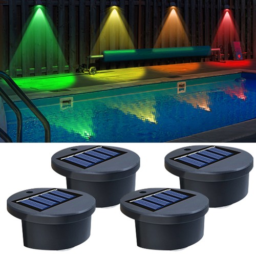 4Pack LED Solar Deck Lights Outdoor Garden Yard Fence Steps Wall Xmas Decor Lamp