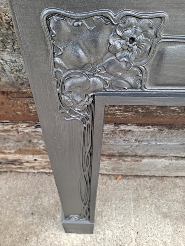 Art Nouveau cast iron fireplace mantel surround original antique fireplace - Picture 10 of 12