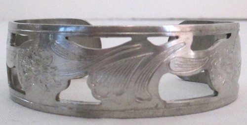 Bracciale Kirk Stieff Papaveri Peltro Ritagliato Inciso Firmato - Foto 5 di 10