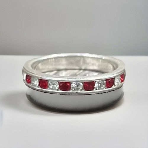 925 Sterling Silver Full Eternity Ring, Cubic Zirconia Wedding Band, Size 4.75