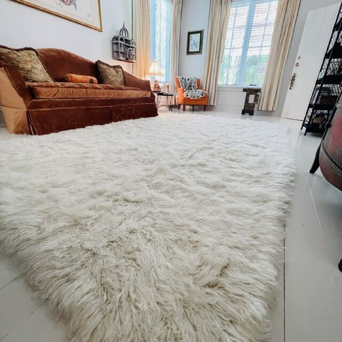 SUPER THICK GREEK FLOKATI RUGS-PLUSH 3.5" SHAG PILE-SHAGGY NATURAL WOOL AREA RUG - Picture 3 of 23