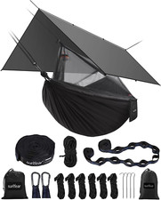 Camping Hammock Set w/Rain Fly  Bug Net - 500LB Capacity Lightweight 2.3LB