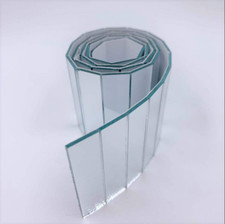 1/2" X 2" Adhesive Mirror Tile Row Real Glass Rectangular Mirror Sticker for Cra