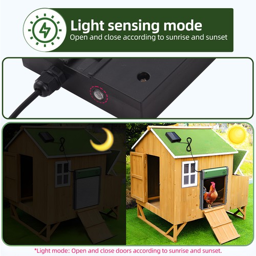 Solar Automatic Chicken Coop Door Opener Timer Auto Light Sensor Remote Control - Picture 5 of 12