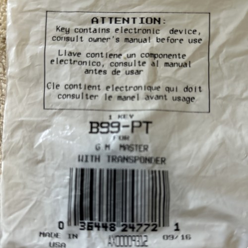 ILCO B99-PT Nuevo En Bolsa Transpondedor Llave Sin Cortar GM Master - Imagen 2 de 5
