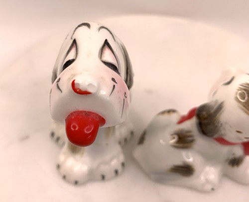 Vintage PY Japan Anthropomorphic Dog Salt & Pepper Shakers Red Bow Spaniel Set - Picture 6 of 8