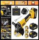 Cordless Angle Grinder 4.5" Brushless Tool 12000 RPM with 2 Batteries & Charger