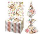 12 Pcs Easter Cloth Napkins 19 x 19 Inch Bunny Rabbit Napkins Spring Flower H...