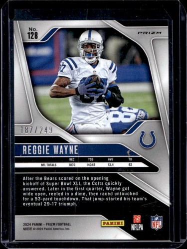 2024 Prizm Reggie Wayne Orange #187/249 Colts - Picture 2 of 2