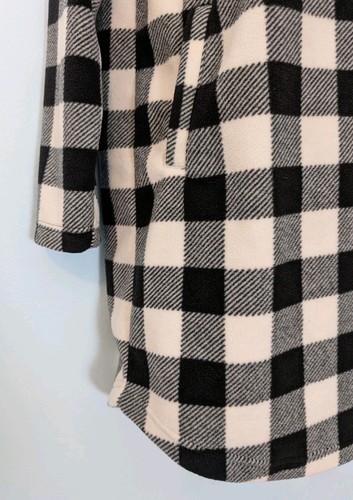 Lands End Fleece 1/4 Zip Relaxed Fit Lounge Top Women's XS Petite Plaid Long - Picture 3 of 13