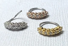 1pc Lined CZ w/ Filigree Edges Nose Hoop Cartilage Ring Rook Daith Helix Tragus