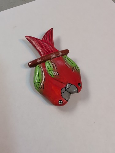 Vintage tropischer Papagei Vogel Holz Kühlschrankmagnet 3" bemalt Indonesien - Bild 6 von 24