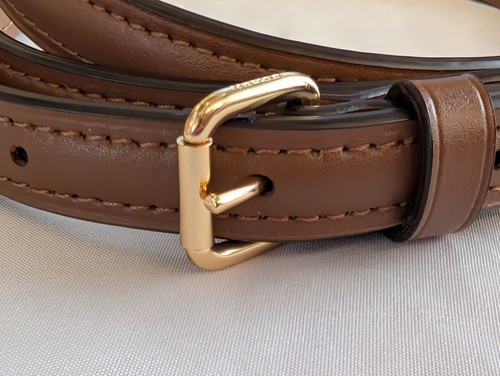 Coach Crossbody Replacement Strap Adjustable Brown Smooth Leather Gold Tone 50" - Picture 4 of 11