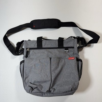 Skip Hop Gray Diaper Bag Tote Messenger Crossbody w/ Changing Pad Pockets