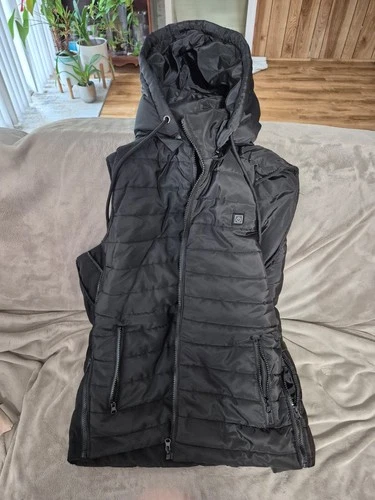 USB Heated Puffer Jacket with Hood Black Size M-L - product listing photo