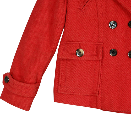 American Eagle sz M Women Quilted Pea Coat Red Wool Double Breasted Nautical Y2K - Picture 10 of 12