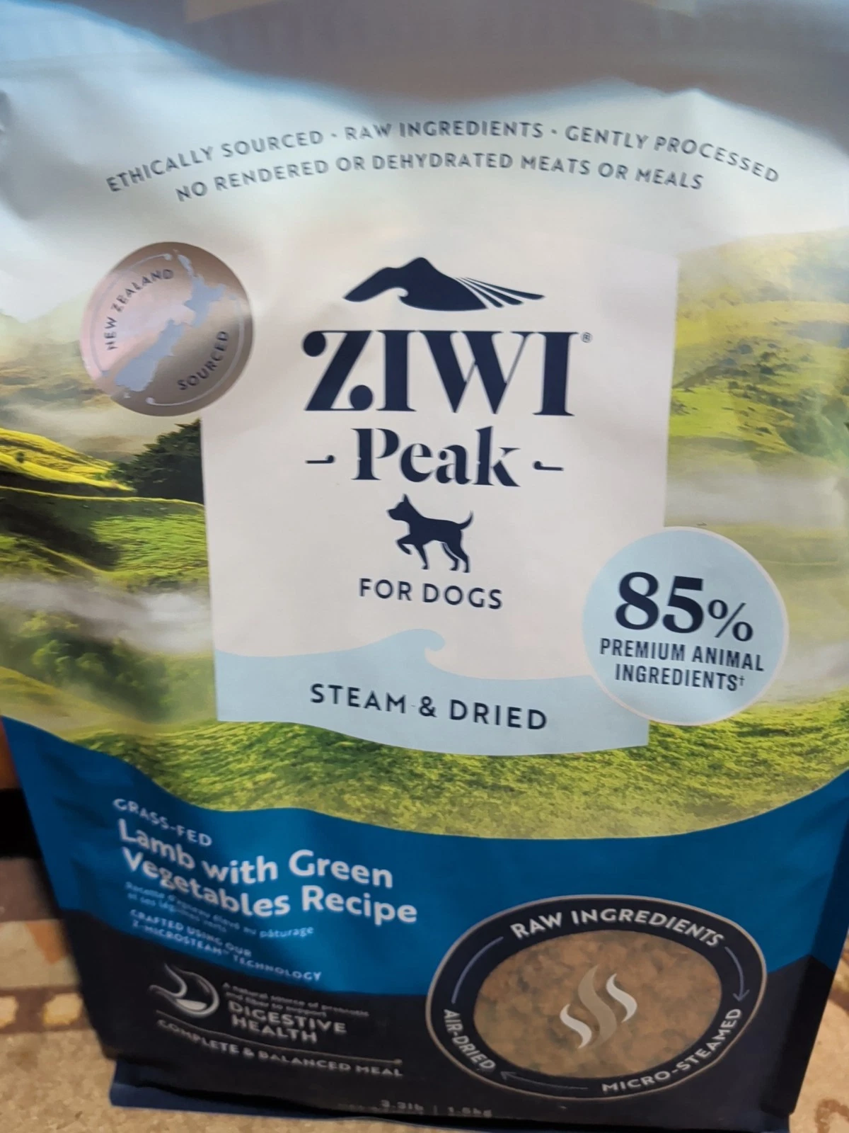 Ziwi Peak Lamb Green Veg Dog Food 3.3 lbs Steam Dried Free Ship 12/25